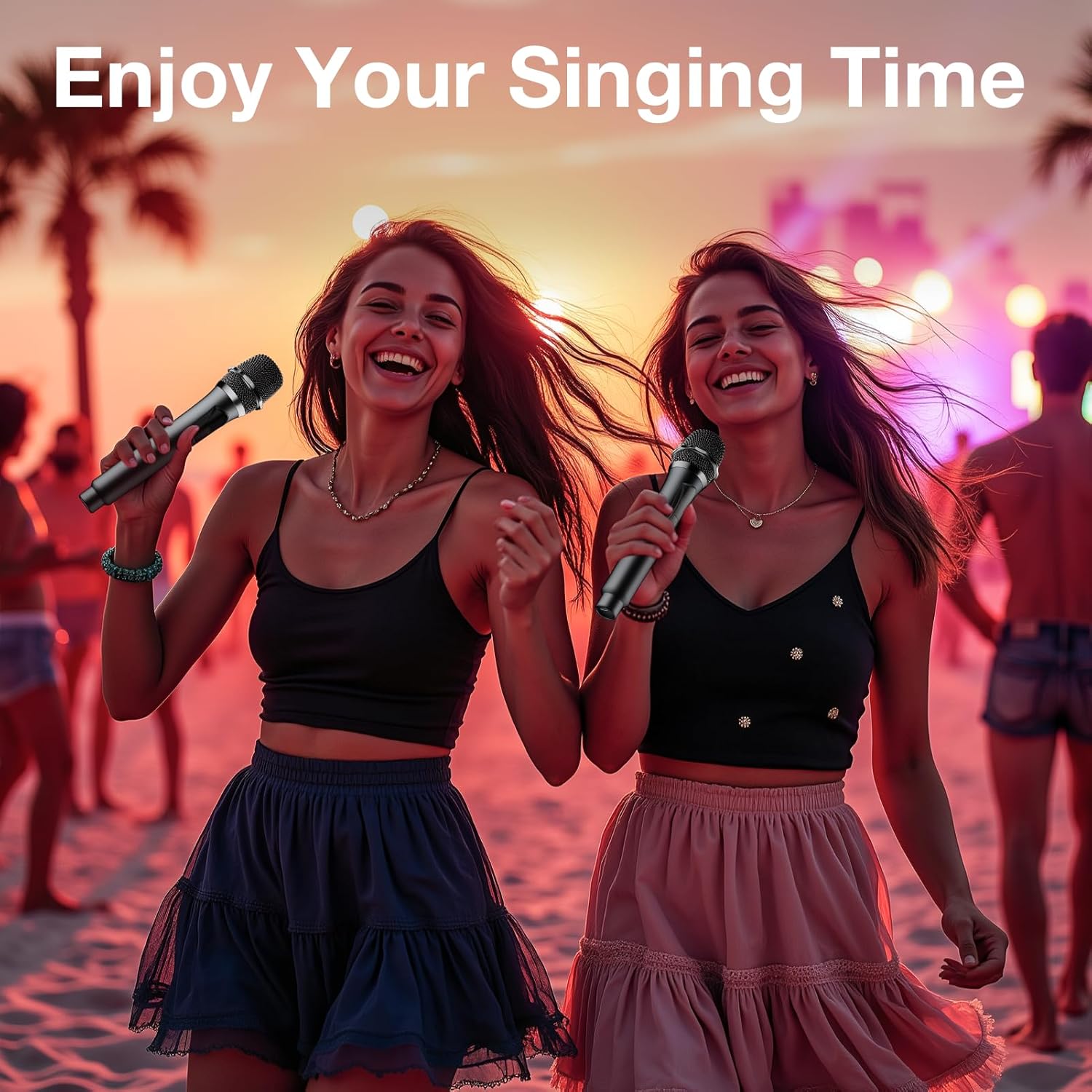 Wireless Microphone,Professional Dual Handheld Cordless Dynamic Mic System with Rechargeable Receiver,Karaoke Microphone Set for Singing, Karaoke, Wedding, DJ, Party, Speech,Church,Class Use,PA System - Image 2