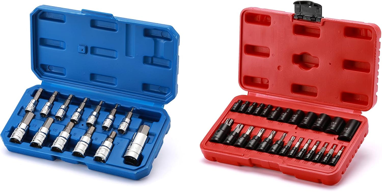 EMENTOL 25PCS Torx Bit Socket SetTorx and External Socket