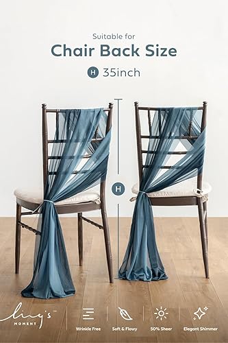 Miniatura 9 de Ling's Moment Fajas de gasa para silla de boda, decoración de pasillo, tela drapeada, sin arrugas, con lazo, 16 unidades, salvia y verde lechoso