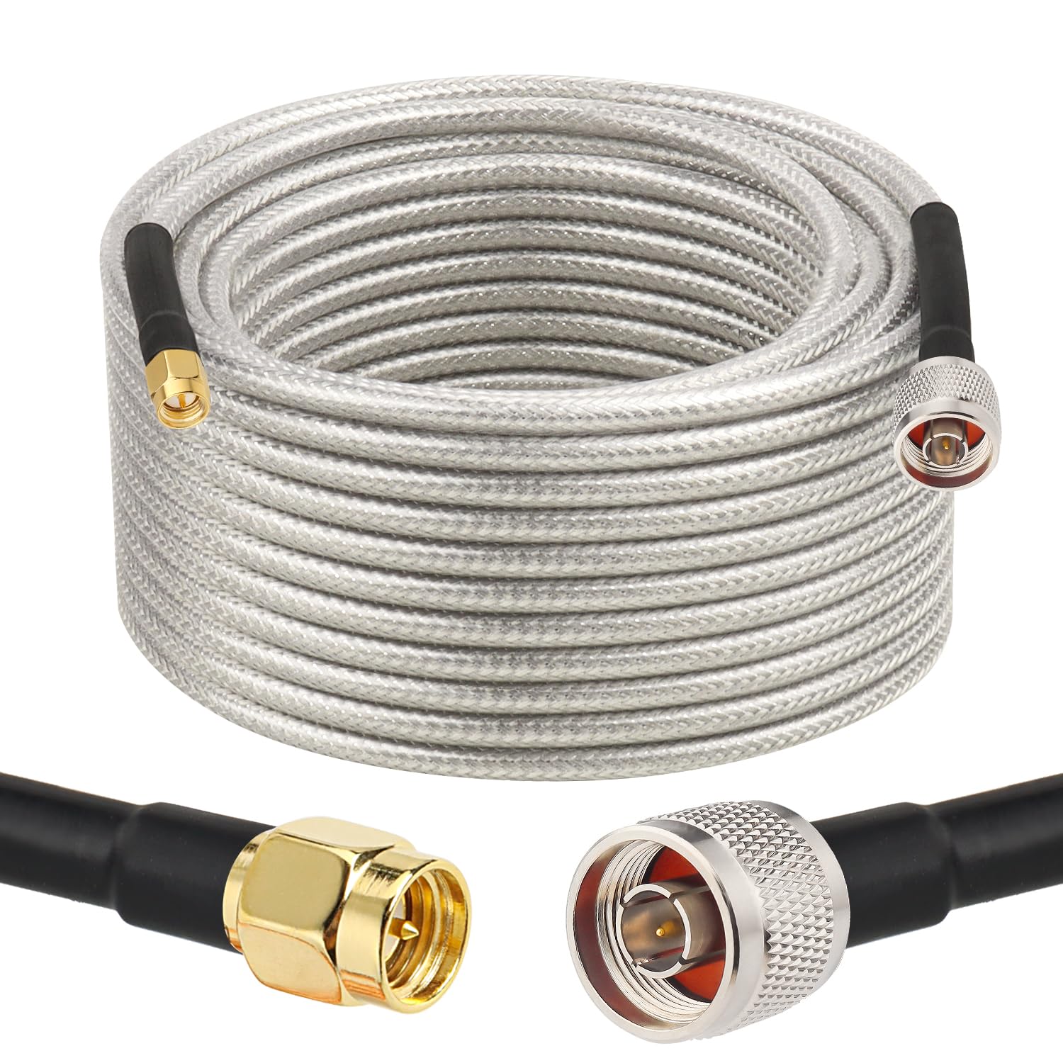MOOKEER RG58 N maschio a SMA maschio - 15 m cavo SMA a N a bassa perdita 50 Ohm