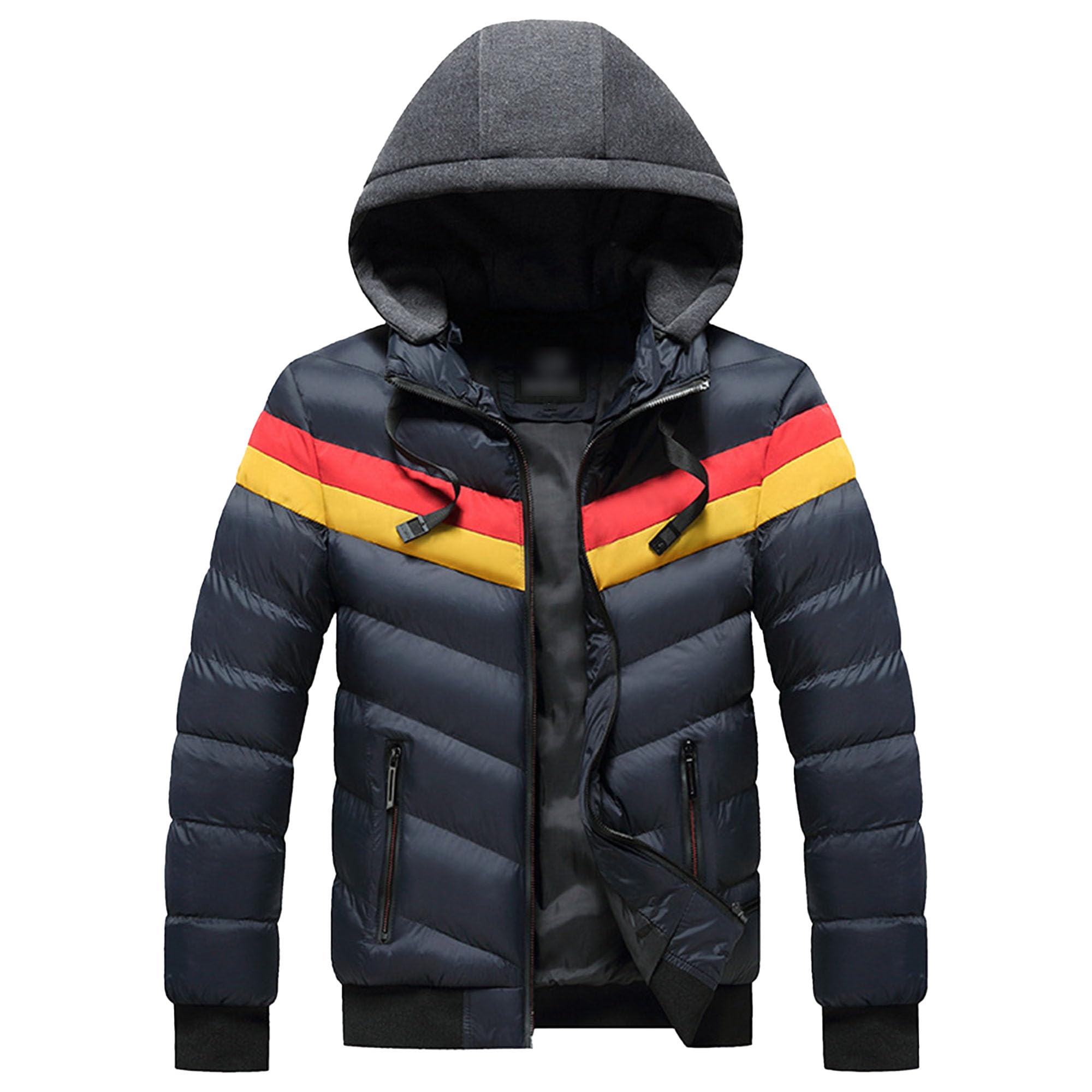 Maiyifu-GJ Mens Warm Down Jacket Lightweight Coats Detachable Hooded Thicken Padded Overcoat Winter Warm Outwear