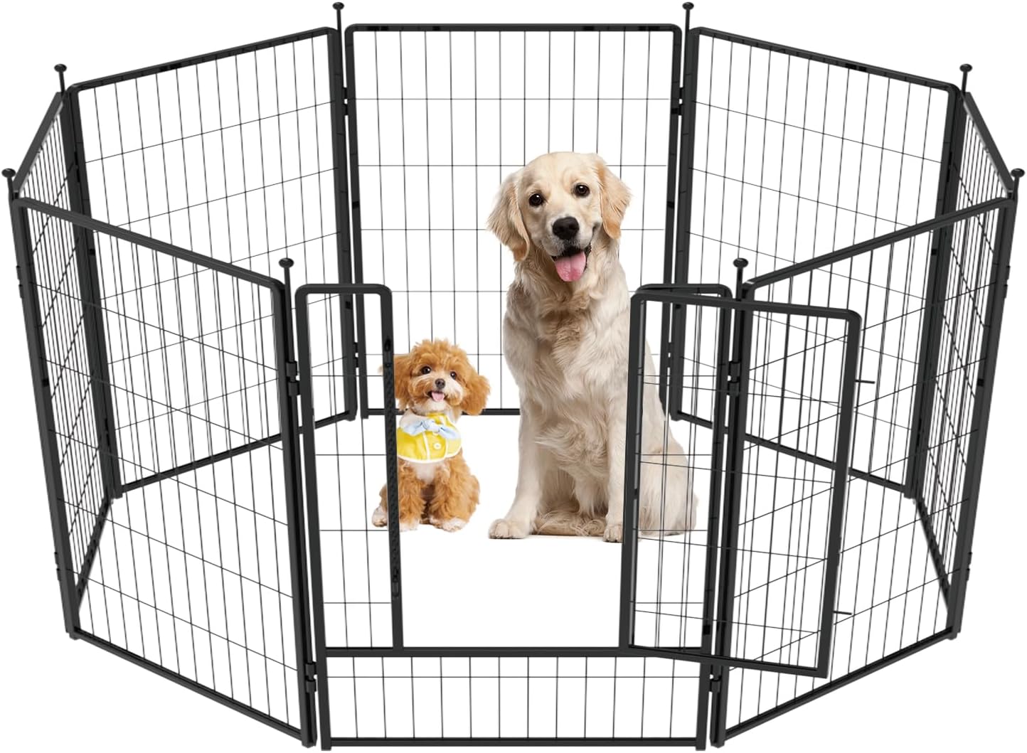 Dog Playpen 36 inch 8 Panels for Indoor & Outdoor Use  Heavy-Duty Metal Pet Fence with Ground Stakes, Rounded Ball Tops for Safety, Stable & Foldable Design, Easy to Assemble
