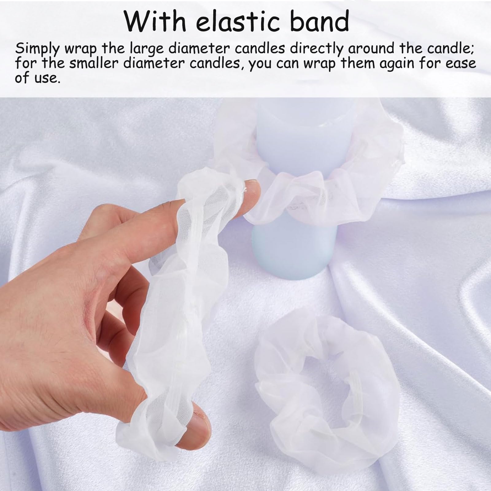 Bougeoir En Tulle Pour Garçon Avec Ruban De Satin Pour Bougies De Baptême Et De Communion D'un Diamètre De 3 à 6 Cm (bleu