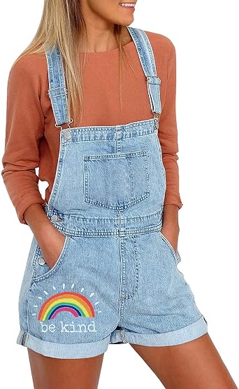 Amazon.com: Utyful - Pantalones cortos con pechera ajustables para mujer,  en mezclilla, enrollables : Ropa, Zapatos y Joyería