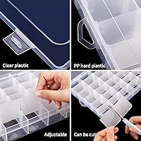 Vista 3 de OUTUXED Caja Organizadora de Plástico Transparente de 36 Cuadrículas con Divisores de Compartimentos Ajustables, Caja de Colección de Rocas