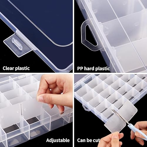 Miniatura 3 de OUTUXED Caja Organizadora de Plástico Transparente de 36 Cuadrículas con Divisores de Compartimentos Ajustables, Caja de Colección de Rocas