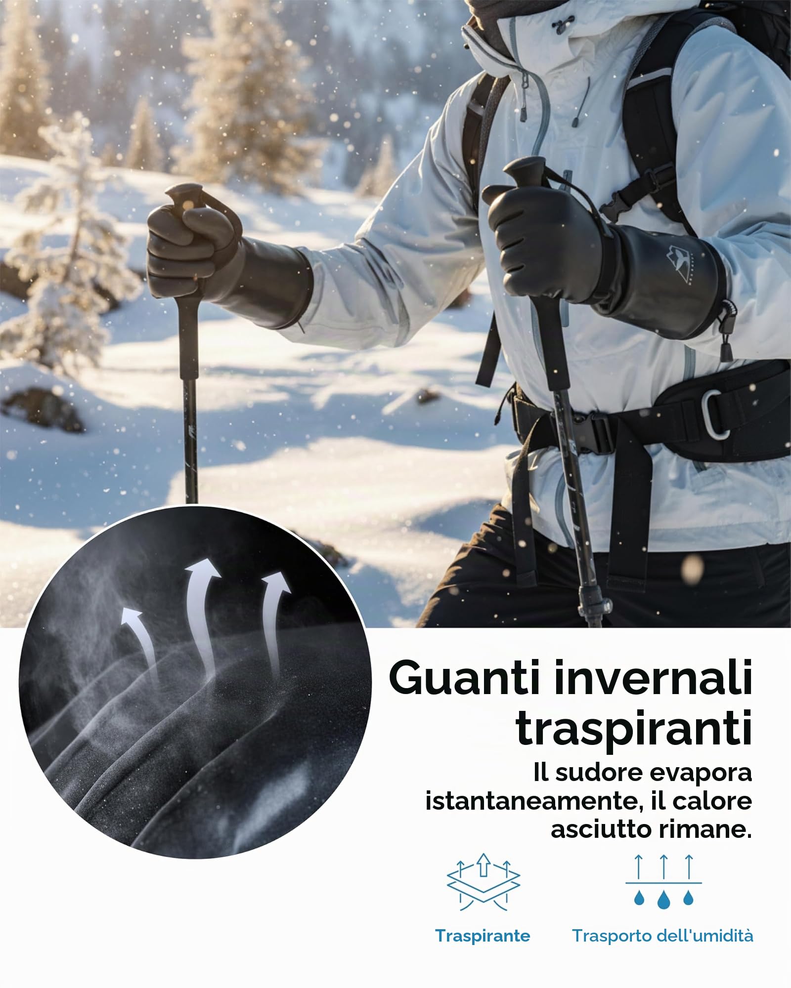 toolant Balaena - Guanti invernali impermeabili, per attività leggere e avventure all'aperto, escursionismo, campeggio, lavaggio
