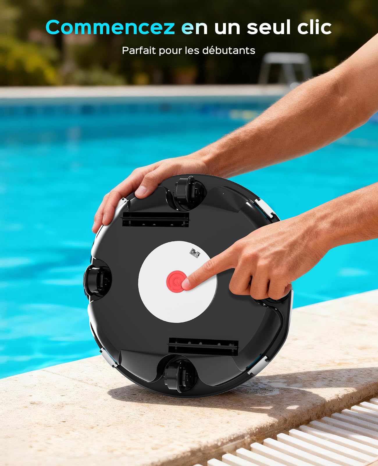WINNY POOL CLEANER Winny 200 – Robot Piscine sans Fil, Double Filtration, Stationnement Automatique, Autonomie 80 Min, pour Piscines Hors-Sol 60 M², Compact Et Léger(Noir Encre-Blanc)