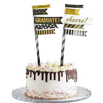 Rozi Decoration Graduate Cake Topper for Decoration Items, Congratulation Decor, Graduation Party Set of 2 Pcs