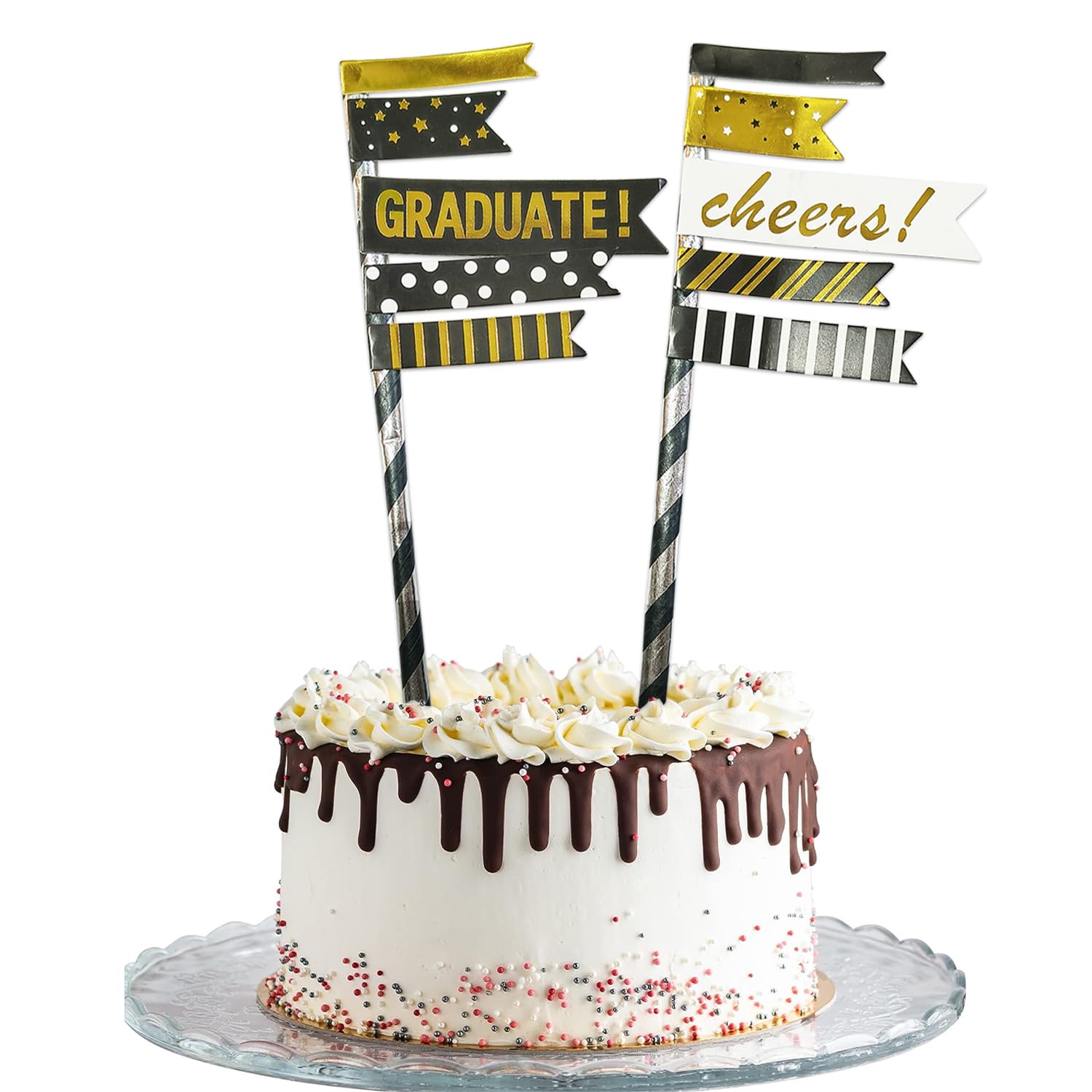 Rozi Decoration Graduate Cake Topper for Decoration Items, Congratulation Decor, Graduation Party Set of 2 Pcs