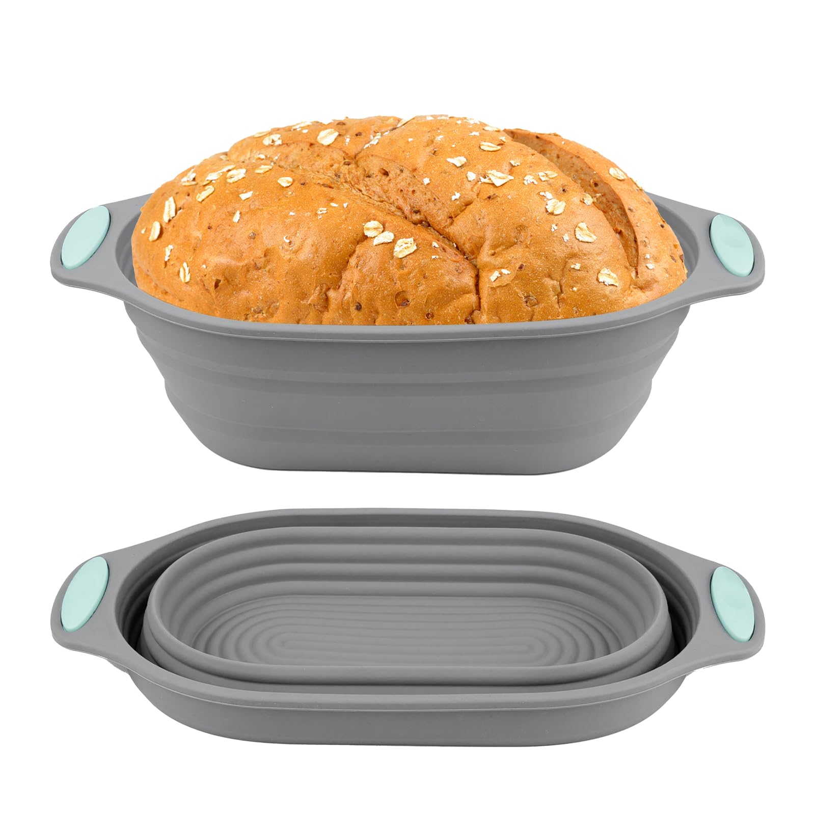 FACHOI Silicone Bread Proofing Basket, Sourdough Proving Basket Foldable Baking Bowl for Baking & Proofing Artisan Bread F4-FJL (Grey)