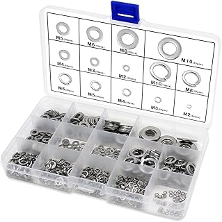 HSeaMall Rondella piatta in acciaio inox e assortimento della rondella di bloccaggio M2-M10 510PCS