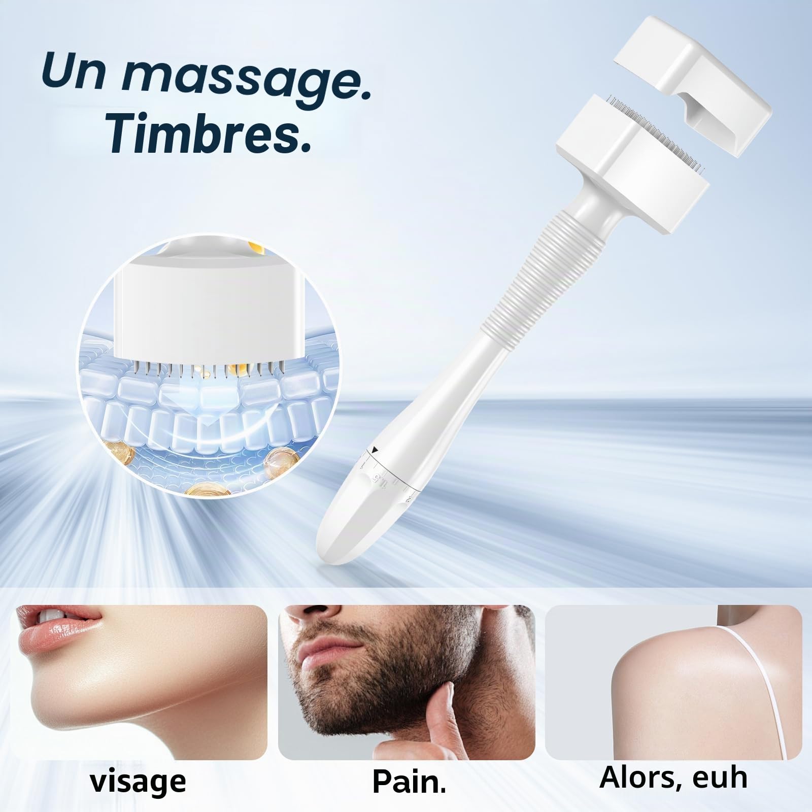 Derma Stamp & Microneedling Pen Pro Lot de 140 aiguilles en titane pour le rajeunissement du visage, la croissance des cheveux et les soins du corps (testés dermatologiquement)