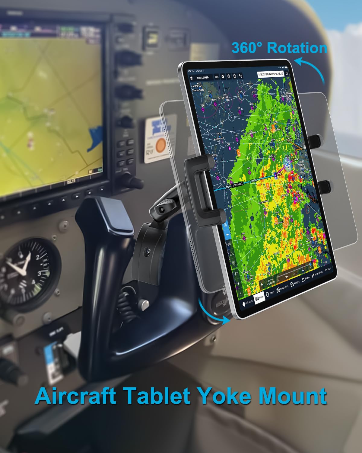 Soporte Tablet Yoke, Soporte Flight Yoke para iPad, Robusto y Estable, 360° Rotación, Porta Tableta Avion para Manillar para iPad Mini Air Pro 13 12.9 11 9.7, Galaxy tab, iPhone, 4-13"