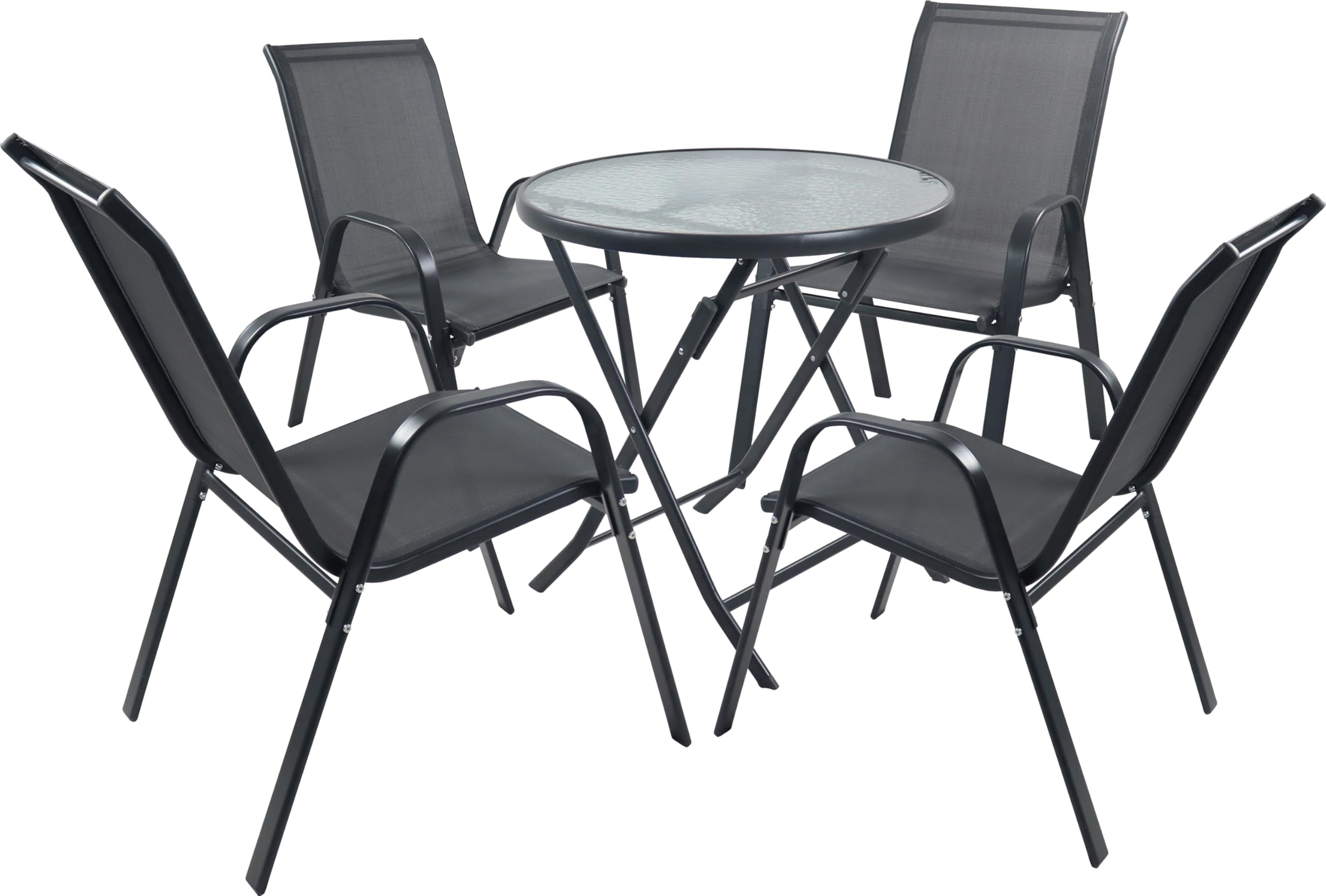 VCM 5-tlg Gartenmöbel Set | Sitzgruppe Essgruppe | 1xTisch, 4x Stühle | Tisch Maße ca. H. 70 x B. 70 x T. 70 cm | Garten Set - Sonlas Anthrazit