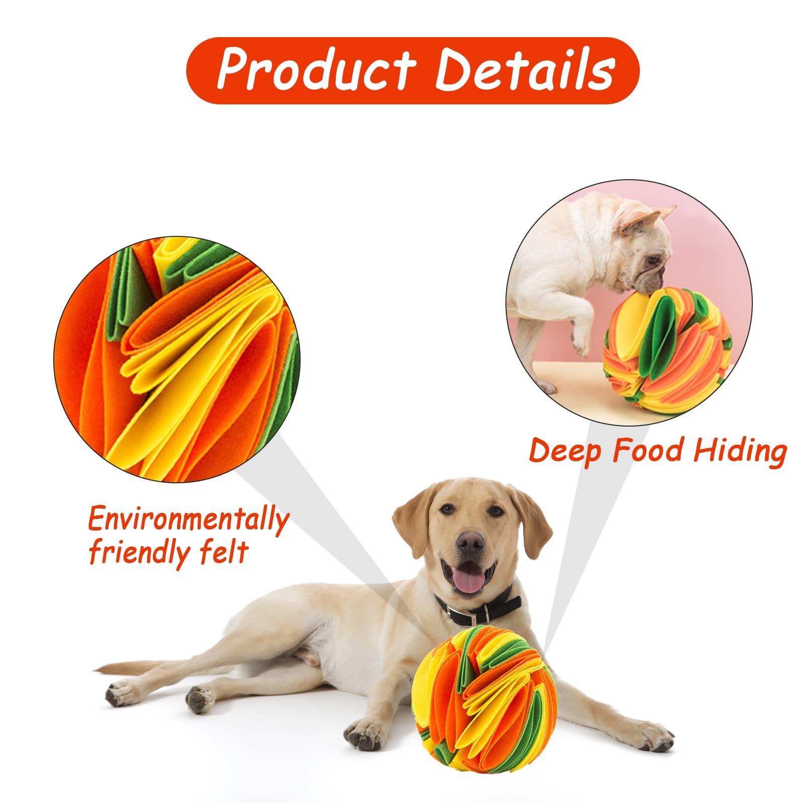 Palla Snuffle Per Cani - Gioco Interattivo Con Nascondiglio Per Snack | Anti Stress E Addestramento Al Fiuto - Foto 3