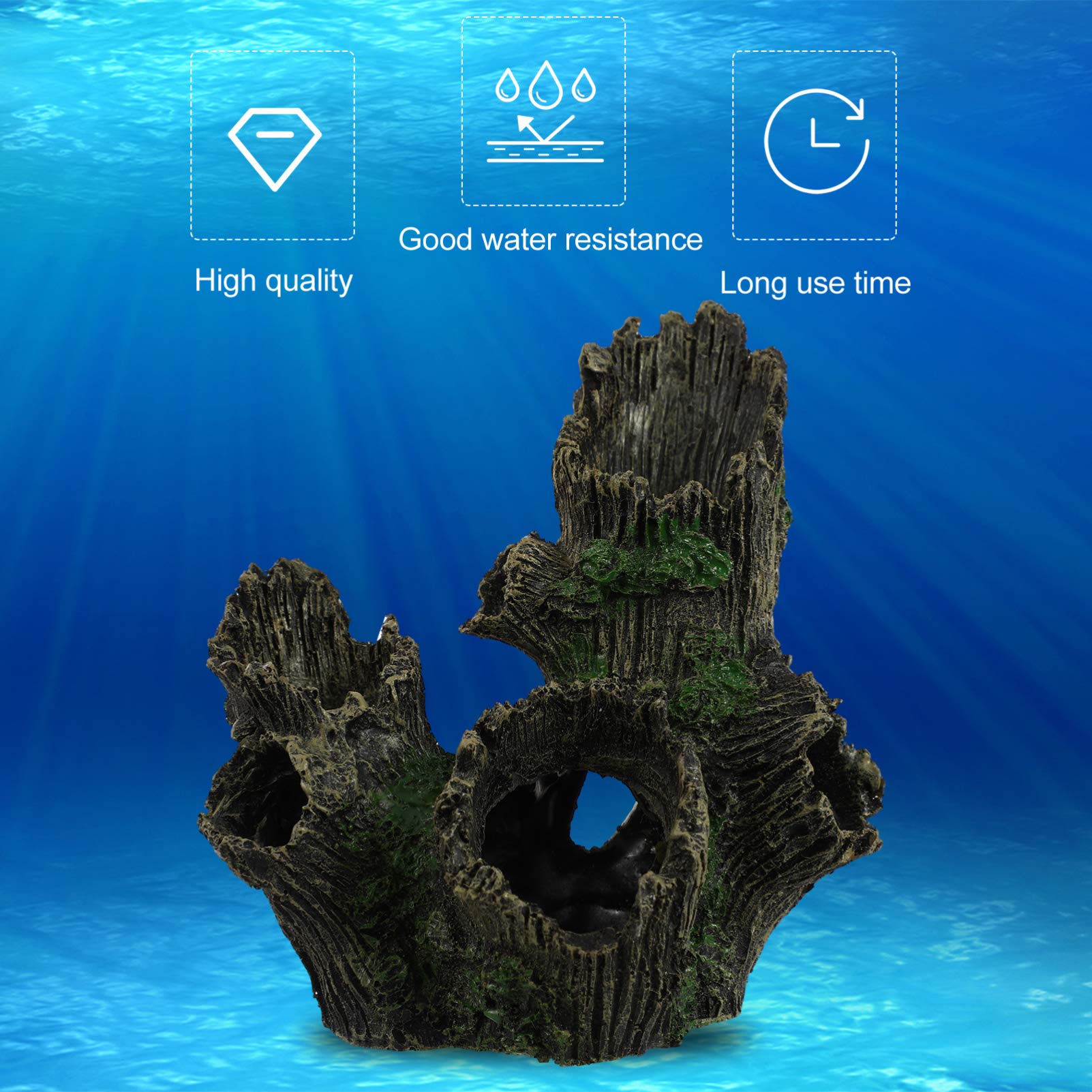 Dekoracje do akwarium Akcesoria do ozdób Ozdoba do akwarium z żywicy Drewno pień drzewa Wystrój akwarium Driftwood Betta Log Play House Hollow Tree Hole Krajobraz Wystrój dla słodkowodnych Betta Cichl
