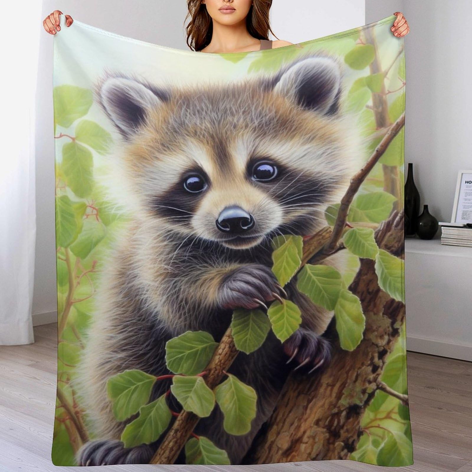 Couverture en polaire flannel raton laveur haut de gamme toutes saisons 150x200