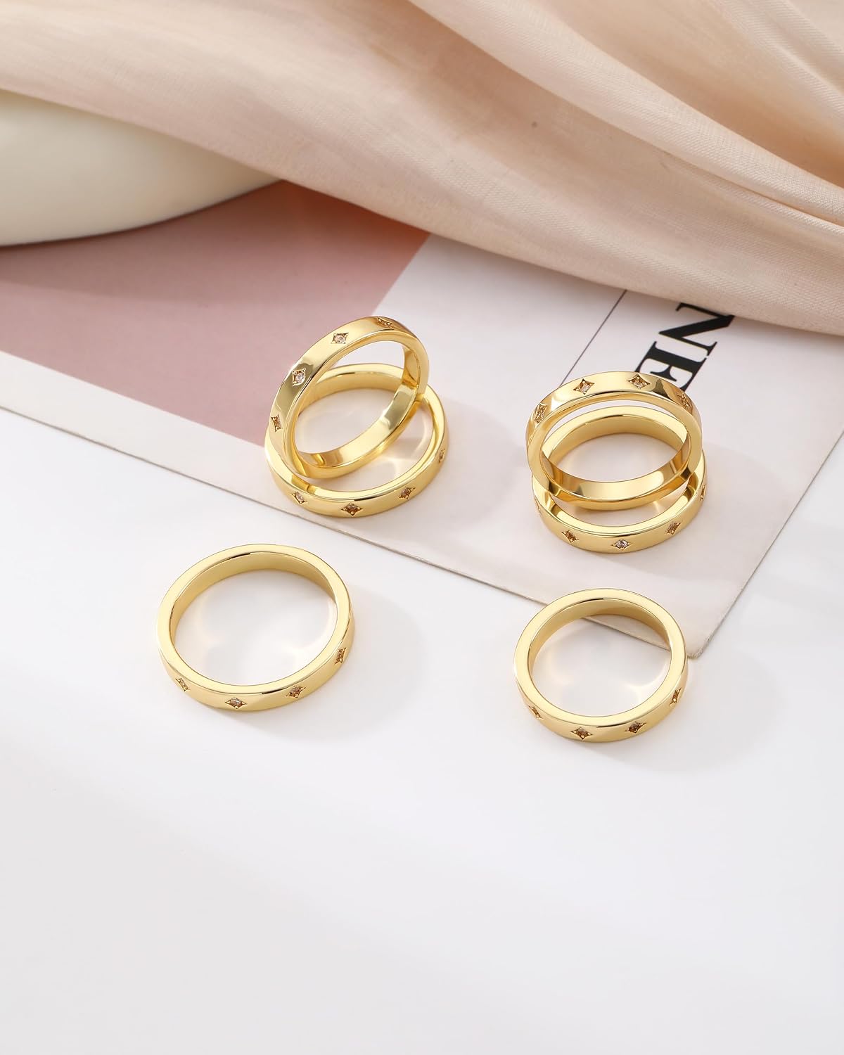 14K Gold Plated Rings for Women, Promise Rings for Her Wedding Bands for Women Love Friendship Ring Wedding Engagement Gifts Anniversary Birthday Gifts Size 5-10