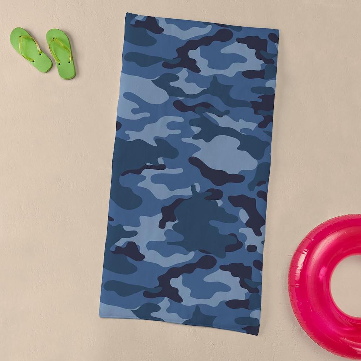 CafePress Blue Camo Pattern 30"x60" Absorbent Cotton Back, Soft Beach, Pool Towel