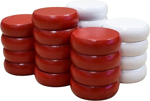 26 Red and White Crokinole Discs - Full Set Small Discs - 1 1/8 Inch Diameter 2.9cm