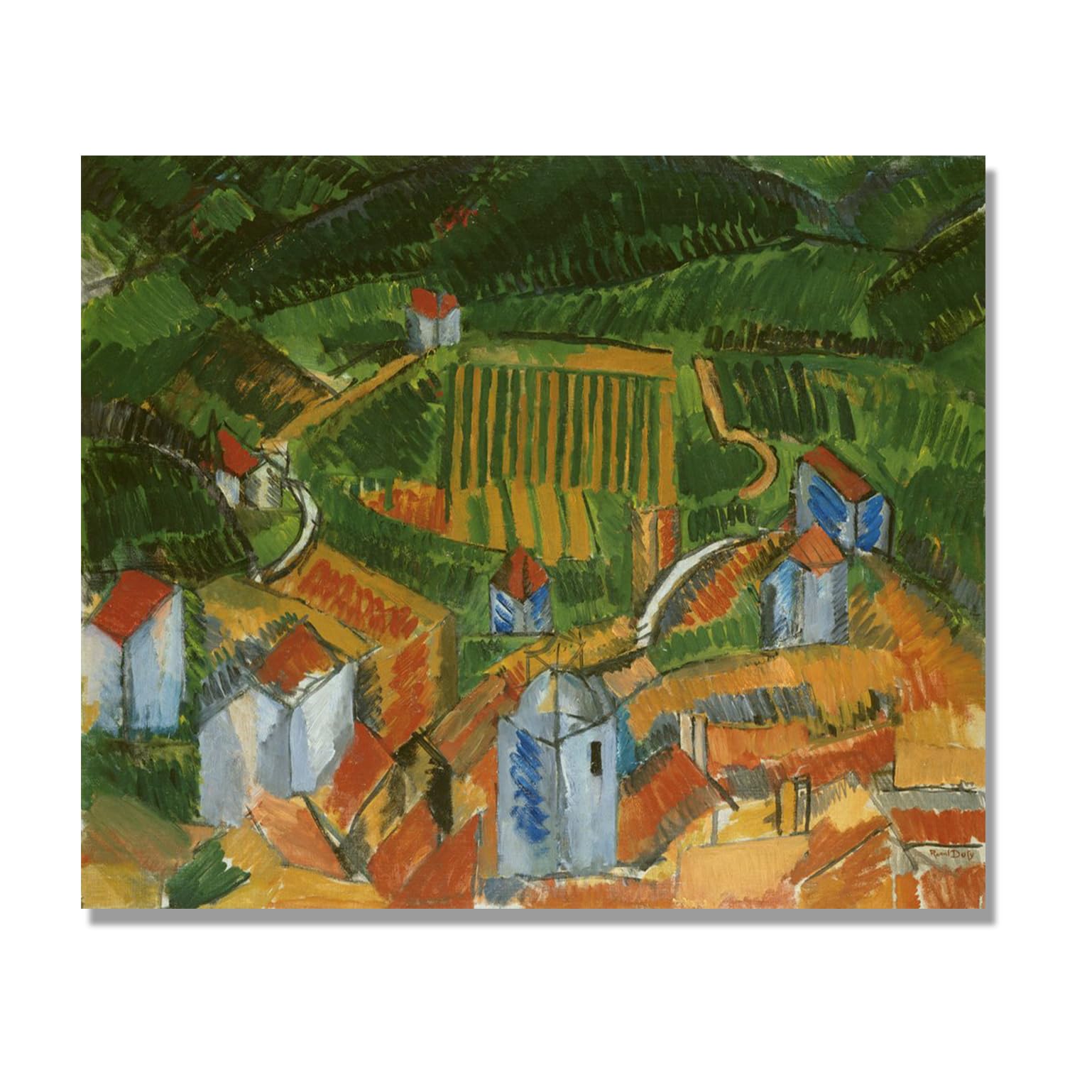 NHLDZYH Raoul Dufy (piękna sceneria 12), plakat podróżny w stylu vintage, sztuka impresjonistyczna, obraz ścienny na płótnie do dekoracji domu, 60 x 72 cm, tylko płótno