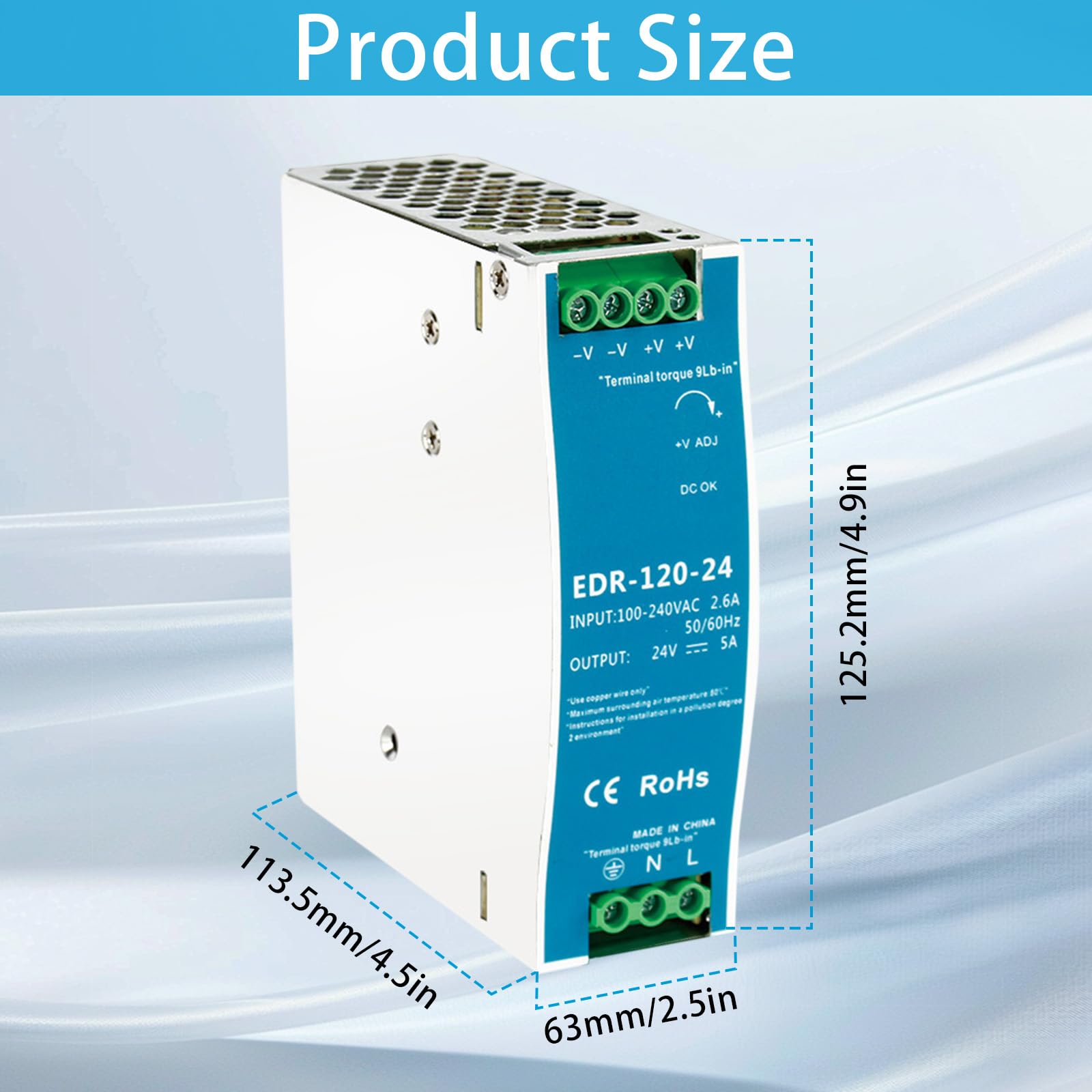 Alimentation Rail Din 24 V, 240 W 10 A Ca Entrée 100-220 V Sortie CC Alimentation à Découpage Industrielle avec Fonctions De Protection Modèle Ndr-240w-24