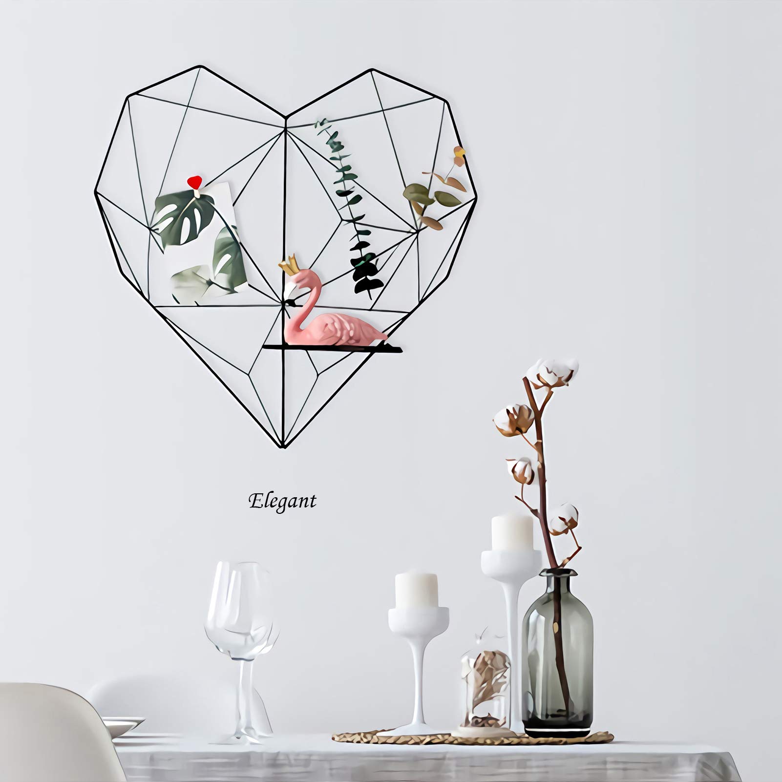 Wandgitter Herz Wandgitter Fotowand Memoboard - Schwarz 50X50cm, Aktualisierte Version, Mit Faltbarer Plattform, Aesthetic Room Decor, Kann Auch als Verwendet Werden Memoboard