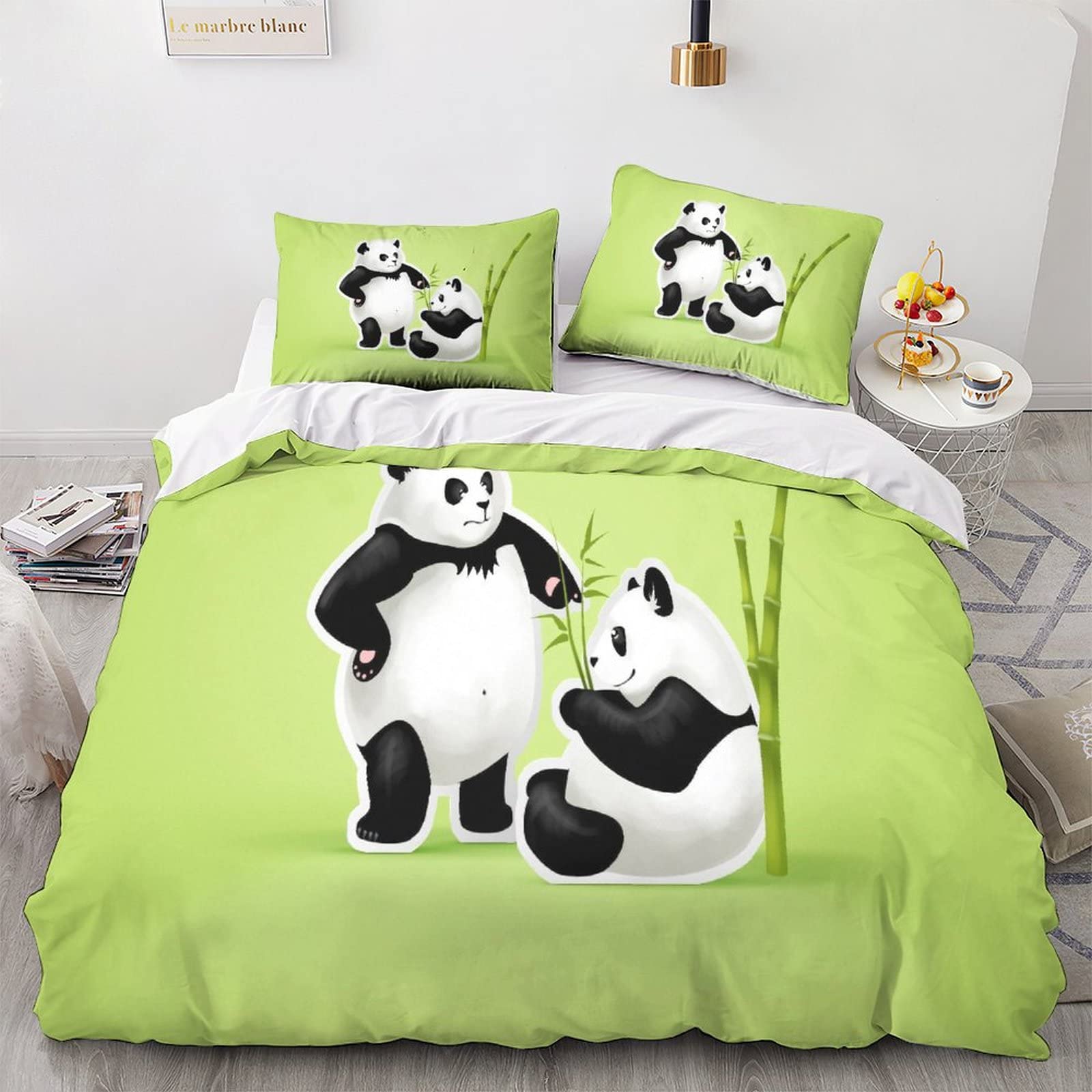 Ensemble de literie panda 3D 200x200cm avec housse de couette