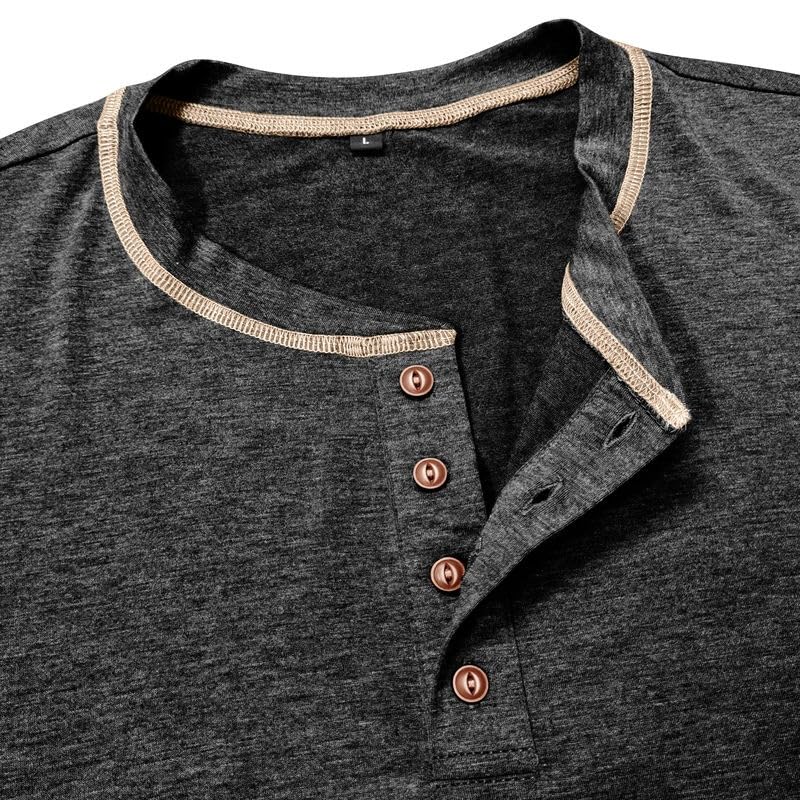 Mens Shirts Henley Long Sleeve Casual Basic Button Cotton T-Shirts Lightweight Fashion Pullover Shirts4