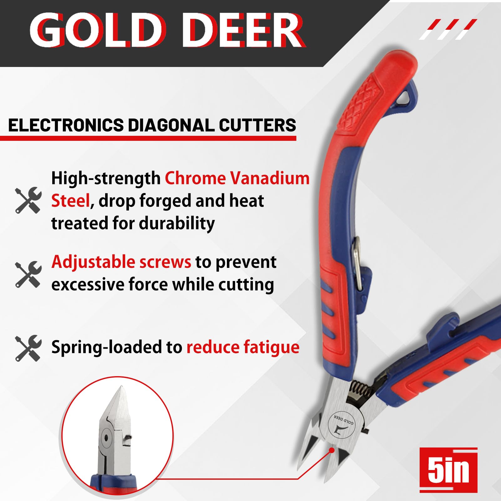 GOLD DEER Side Cutting Pliers Ultra Sharp Electronics Pliers Model Cutter Side Cutter Diagonal Wire Cutting Pliers Flush Cutters Wire Snips Clippers For Cut Electronics Wires Jewelry Diy