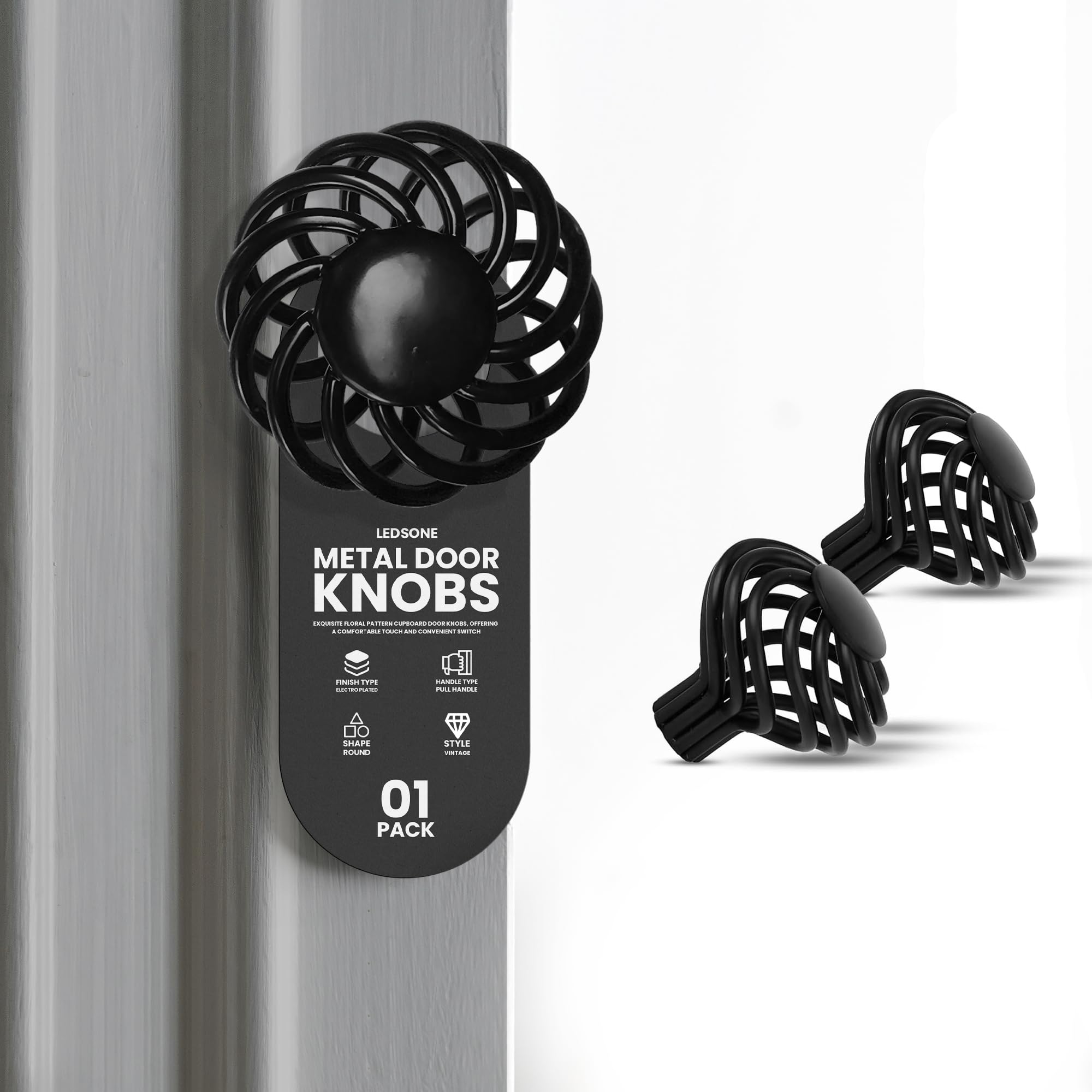 LEDSone 45mm Vintage Bird Cage Cabinet Knob Black Metal (1 Pack)