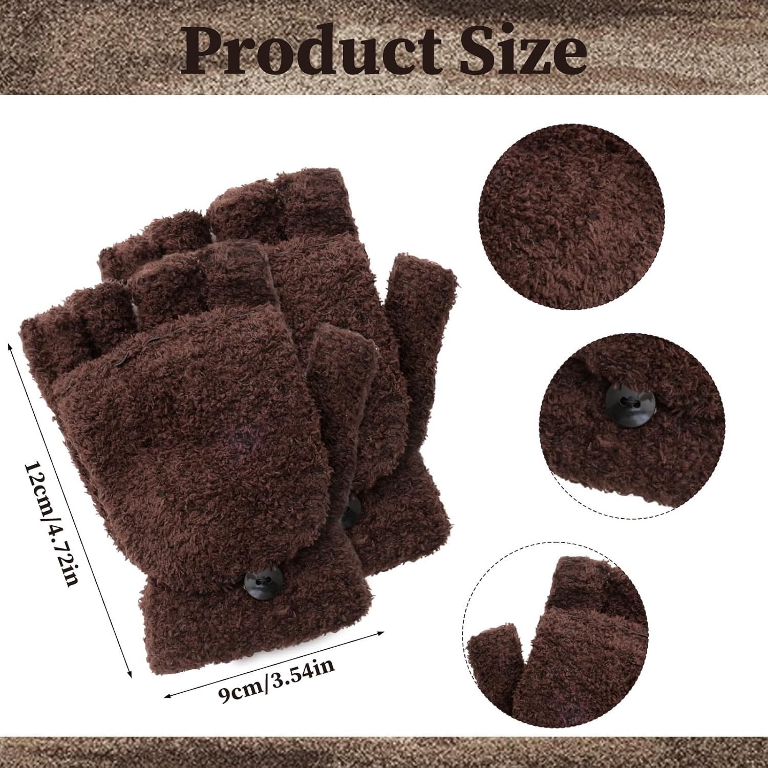 6 Pairs Mini Fingerless Gloves Winter Convertible Flip Top Gloves Stretch Fabric Warm Knitted Mitten Cover for Toddler - Image 2