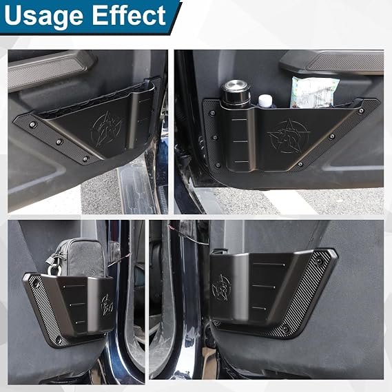 ABS Matte Black Front And Rear Side Door Organizer Storage Pockets Box Compatible With For Ford Bronco 2021 2022 2023 4 Door Insert Organizer Expansion Accessories