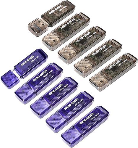 INLAND Micro Center SuperSpeed - Paquete de 5 unidades flash USB 3.0 de 64 GB y 5 unidades de memoria USB 3.0 de 32 GB, almacenamiento de datos a