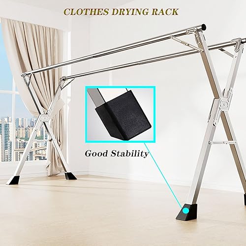 Miniatura 3 de Escurridor de ropa para lavandería al aire libre, estante de secado de acero inoxidable, estante de secado de pie, estantes para secadora para ropa