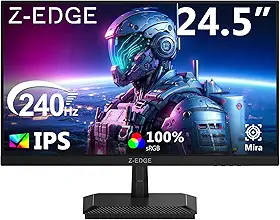 Monitor Gamer pc 24,5 polegadas Z-Edge, 240Hz, 1 ms IPS, Full HD 1080P, FHD (1920x1080), brilho de 350 cd/m², FreeSync, HDMI 2.0/DP 1.4, Ajuste de Inclinação, Sem Bordas