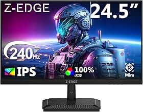 Monitor Gamer pc 24,5 polegadas Z-Edge, 240Hz, 1 ms IPS, Full HD 1080P, FHD (1920x1080), brilho de 350 cd/m², FreeSync, HDMI 2.0/DP 1.4, Ajuste de Inclinação, Sem Bordas