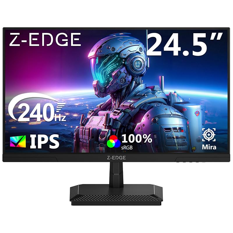 Monitor Gamer pc 24,5 polegadas Z-Edge, 240Hz, 1 ms IPS, Full HD 1080P, FHD (1920x1080), brilho de 350 cd/m², FreeSync, HDMI 2.0/DP 1.4, Ajuste de Inclinação, Sem Bordas