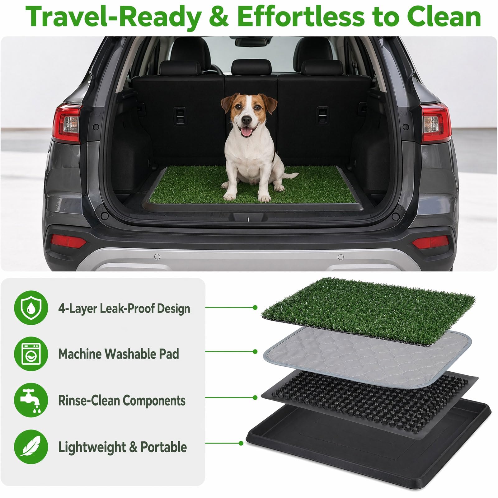 Bac de toilette pour chien avec gazon artificiel – Tapis hygiénique lavable réutilisable pour chiots et petits chiens, bac à litière d'intérieur portable pour chiens, chiots, entraînement à la maison