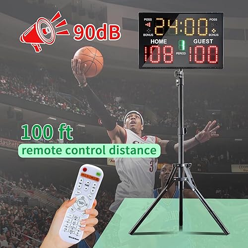 Miniatura 2 de Basketball Scoreboard with Timer Clock, Digital Scoreboard with Remote, Portable Battery Powered Electronic Scoreboardfor