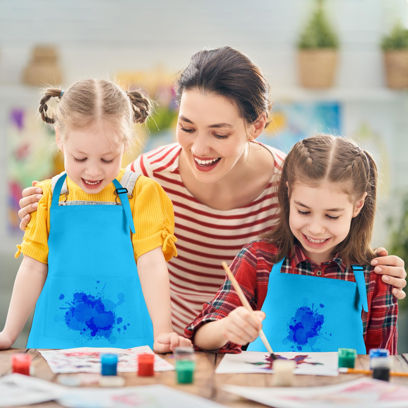 Tablier pour enfant, avec 2 poches, réglable, pour garçons et filles, tablier de cuisine pour enfants