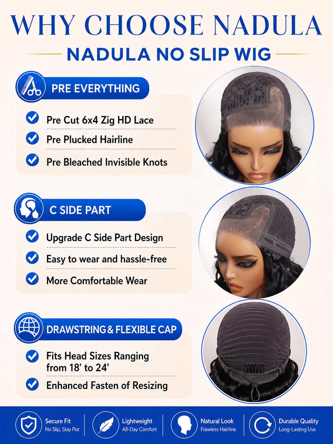 Nadula 220% Density Water Wave Bob Drawstring Wig Human Hair Side Part, Glueless Pre Cut Bye Bye Knots No Slip Wig Pre Plucked Bleached Knots,Ready to Wear Wet and Wavy Short Bob Wig 12inch thumbnail