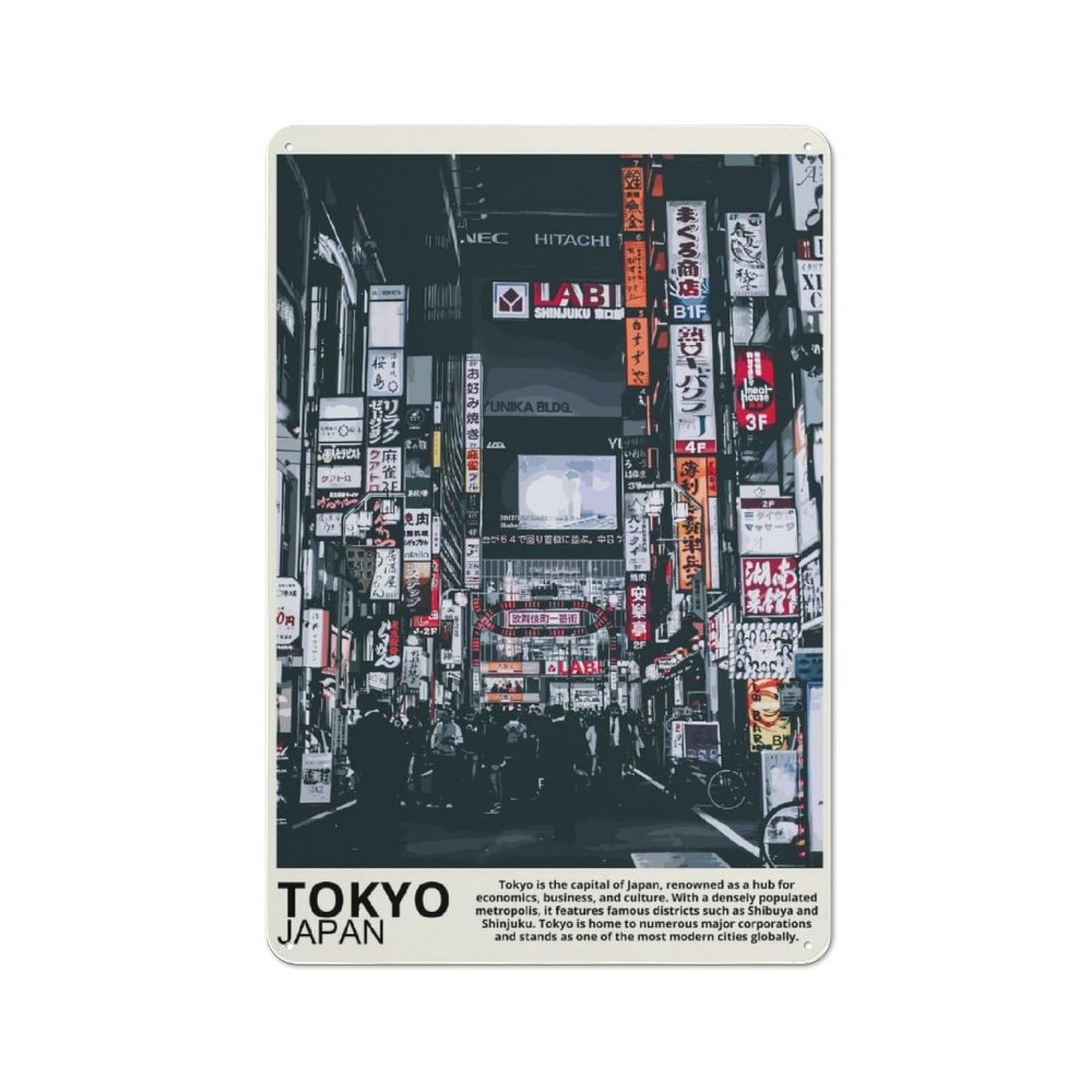 Junmoney Tokyo Japan Bistro Style Bistro Metal Sign 30X20cm Featuring Shop Wall Decor For Takeaway, Bar, Kitchen Or Counter Area