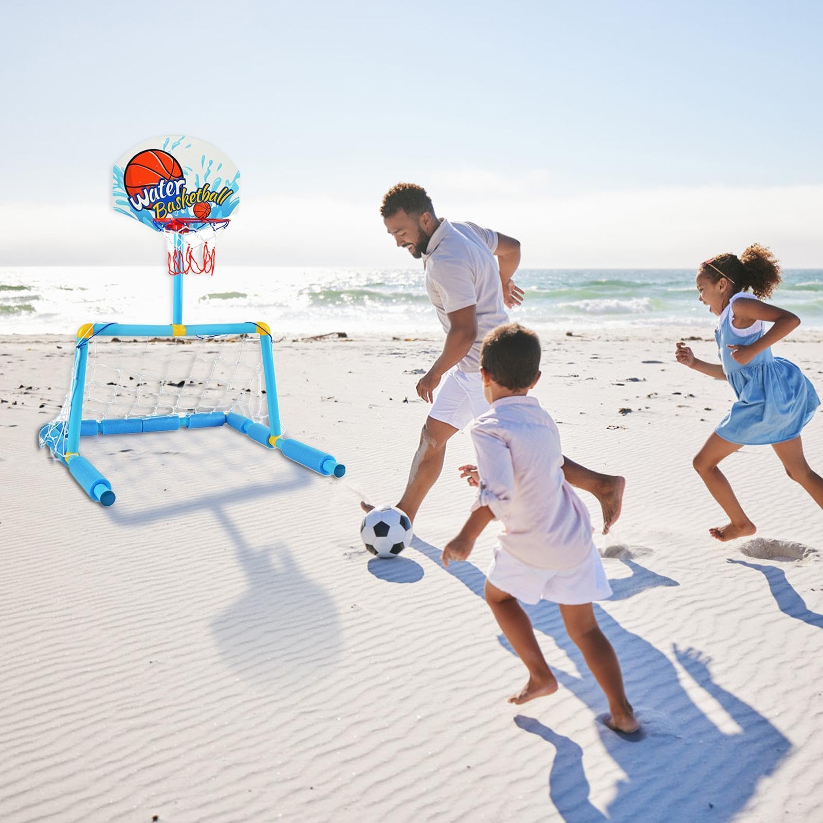 Generico Canestro da Basket per Piscina | Gioco Galleggiante 2-in-1 per Pallanuoto | Canestro da Basket Galleggiante | per Cortile Viaggio Spiaggia Piscina Campeggio Lago Festa Estiva