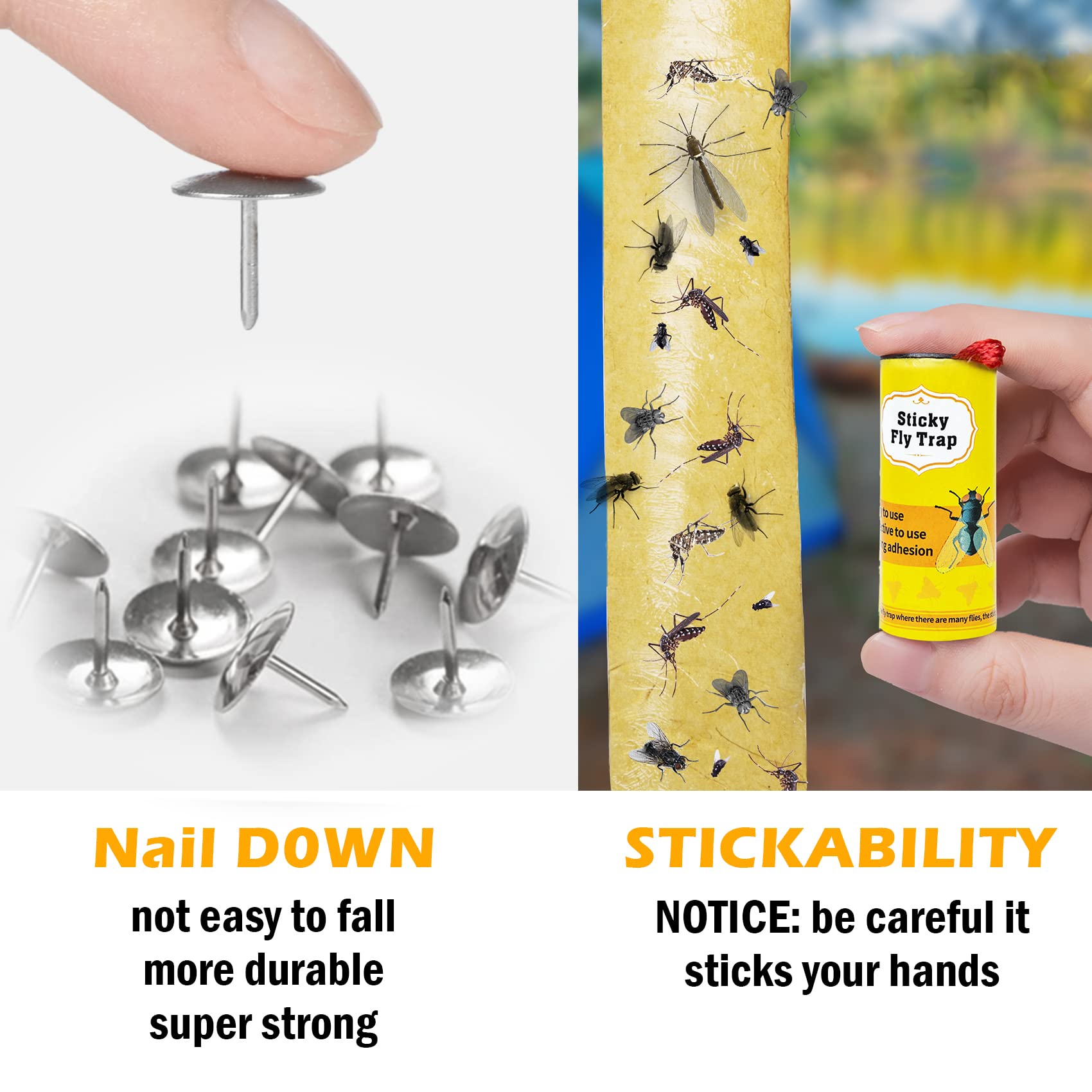 20 Packs Fly Tape, Fly Strips, Fly Paper Strips Roll Ribbon