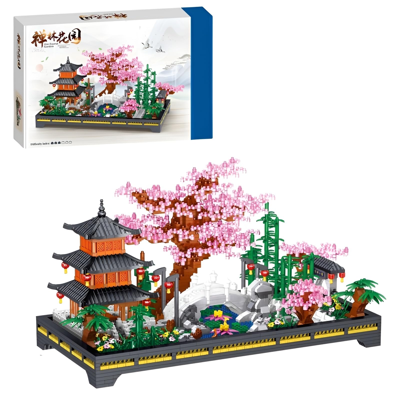 JVAVNE Zen Garden Mini Building Sets, Architecture Cherry Blossom Tree Building Model