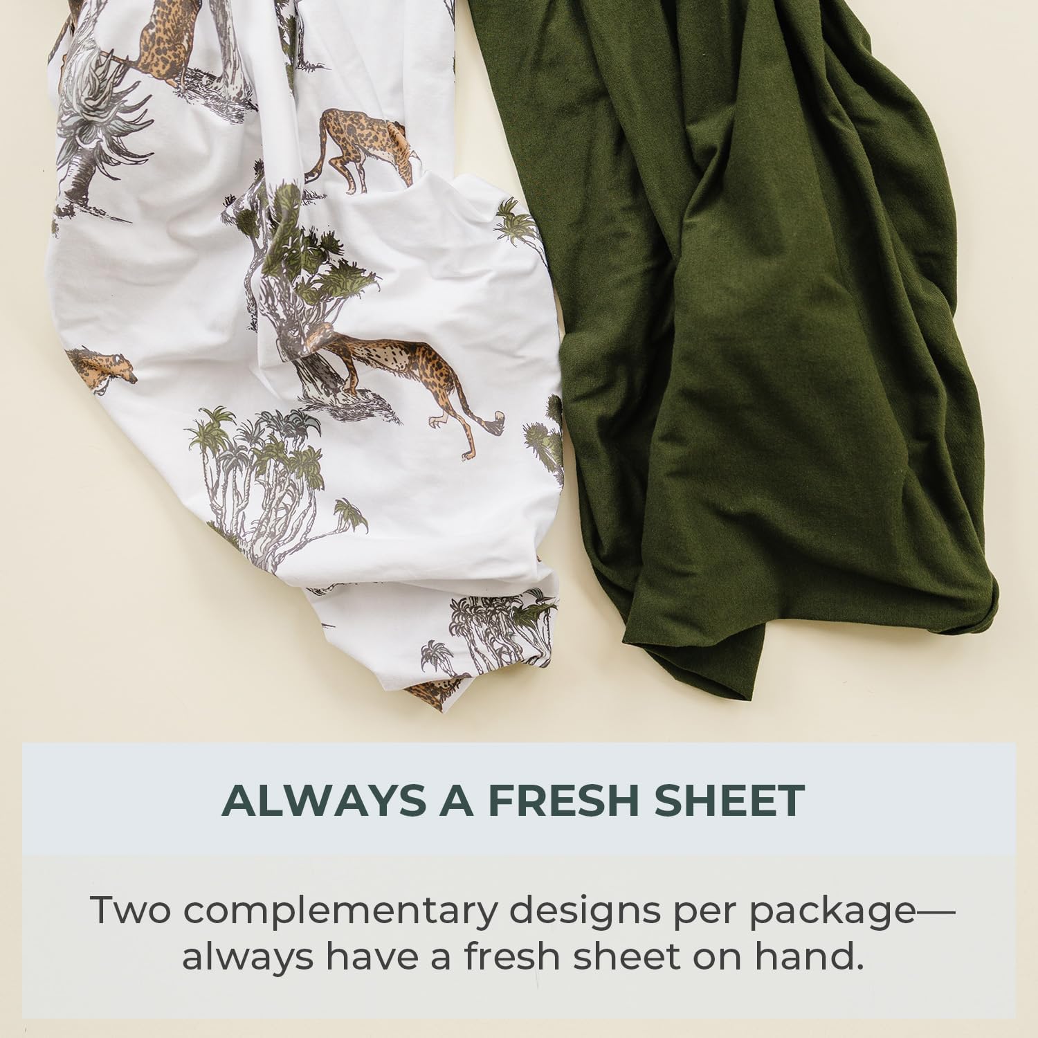 Pobibaby - 2 Pack Premium Bassinet Sheets for Standard Bassinets - Ultra-Soft Cotton Blend, Stylish Floral Pattern, Safe and Snug for Baby (Safari)