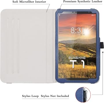 Bige for Sunshine T1 Elite Rotating Case, 360 Degree Rotary Stand with Cute Pattern Cover for Sunshine T1 Elite Tablet/Scepter 8/Hyundai Hytab Plus 8WB1 8 Tablet, Blue
