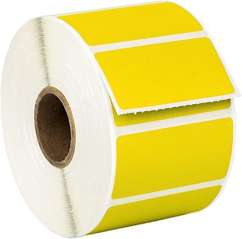 HOUSELABELS Etiquetas de código de barras amarillas de 2 x 1 pulgada en núcleo de 1 pulgada compatibles con impresoras Zebra y Rollo, 6 rollos1,300